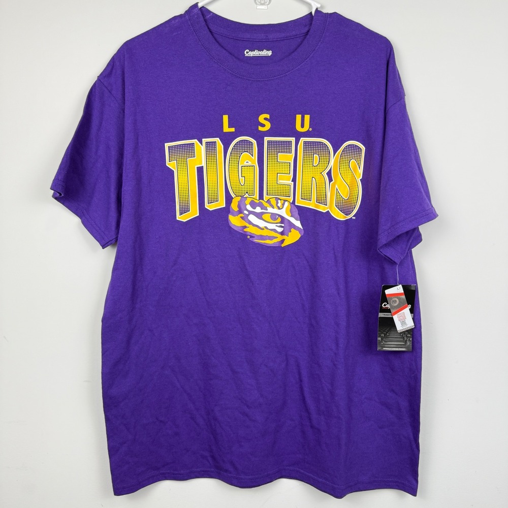 Captivating‎ LSU Tigers T-Shirt Mens Large Purple NCAA Gameday Graphic Tee NWT